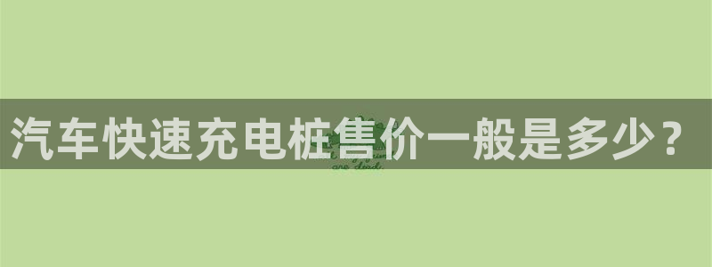 威廉体育官方app下载安装苹果：汽车快速充电桩售价一般是多少？