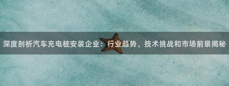 谁知道正规的威廉希尔：深度剖析汽车充电桩安装企业：行业趋势、技术挑战和市场前景揭秘