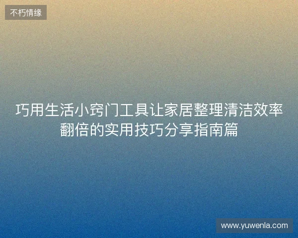 巧用生活小窍门工具让家居整理清洁效率翻倍的实用技巧分享指南篇 巧用生活小窍门工具让家居整理清洁效率翻倍的实用技巧分享指南篇